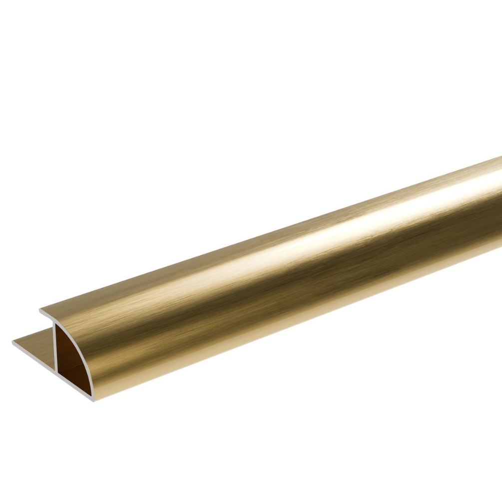 Cut out image of the Showerwall Laminate Brushed Gold Quadrant End Trim - QT6